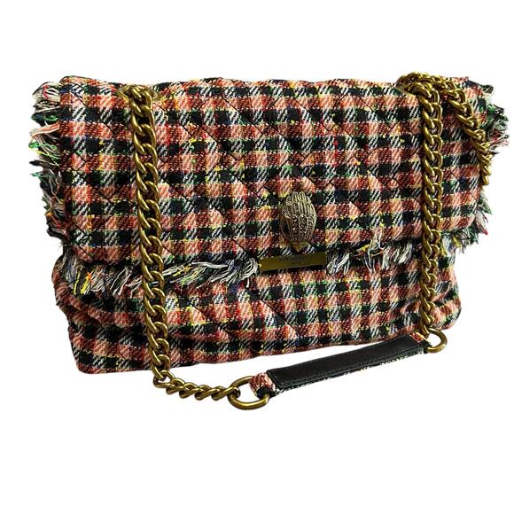 Kurt Geiger Red Plaid Kensington Tweed Purse New with Tags - Picture 1 of 7
